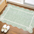 GarveeHome Scalloped Entryway Rug 2x3 Washable Bow Rug, Sage Green by GarveeHome