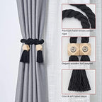 NICEEC 2 Pack Wooden Polyhedron Magnetic Curtain Tiebacks Boho Home Decor Drape - Image 3