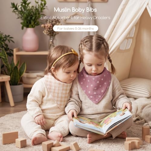 8 Pack Muslin Baby Bandana Bibs - Image 2