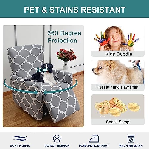 NILUOH Stretch Recliner Covers 4 Piece, Non-Slip Lazy Boy Chair Covers - Image 4