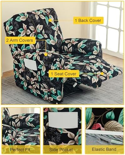 NILUOH Stretch Recliner Covers 4 Piece, Non-Slip Lazy Boy Chair Covers - Image 3