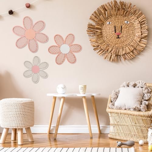 Maitys 3 Pcs Boho Daisy Flower Wall Decor Nursery Art, Rustic Color - Image 5