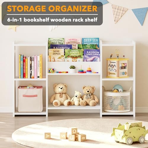 SpaceAid 6-in-1 Bookshelf Storage Organizer, Montessori Bookcase - Image 3