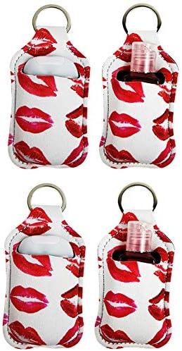 4 Piece Hand Sanitizer Bottle Holder Keyring Neoprene Keychain by RANXIZY