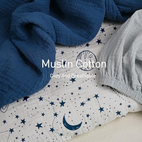 Gllquen Baby Muslin Bassinet Sheets 3pk, Soft Cotton Baby Sheet Boy 33x17 - Image 4
