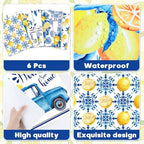 OBUSATT Blue and Yellow Lemons Placemats Set of 6 17×12 Inch Summer Lemon - Image 3