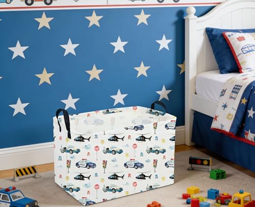 Sanjiaofeng Rectangular Police Car Storage Basket, Boys Toy Storage Bin - Image 6