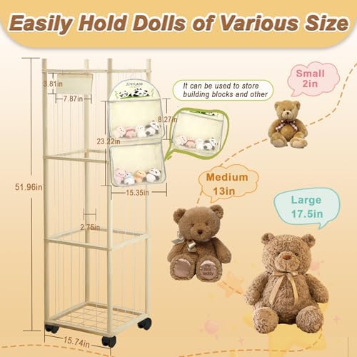 Thick&Thin Stuffed Animal Storage & Organizer, Wooden Zoo Toy Holder - Image 3