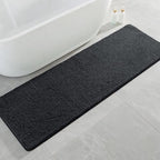 Polyester Bathroom Runner Rug 24"x72" Black, Soft Shaggy Bath Mat by Kildoss