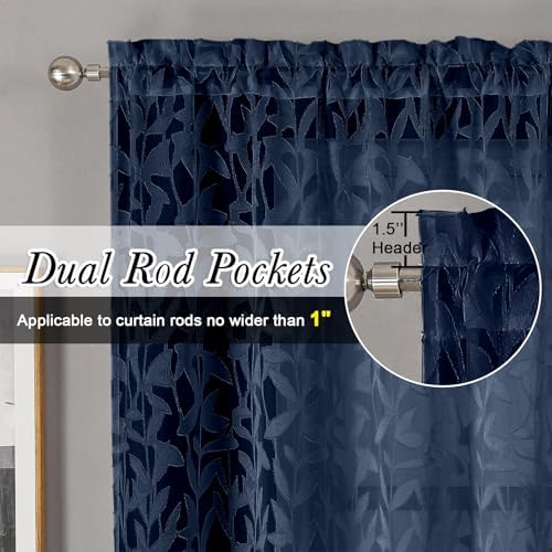 Lecloud Leia Navy Blue Sheer Curtains - Image 6