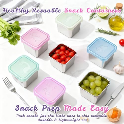 Tanjiae 6-Pack Small Stainless Steel Snack Containers - Image 4