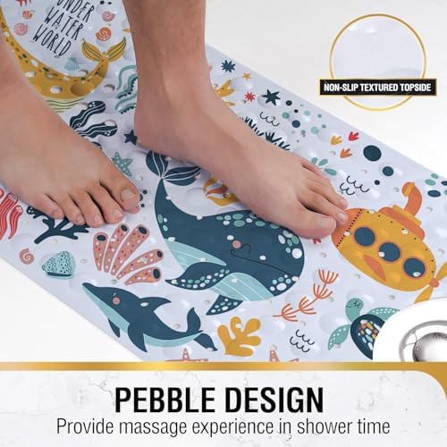 Colorful Bathtub Mat Non Slip, 40x16 inch Bath and Shower Safety Mats, Cute - Image 5