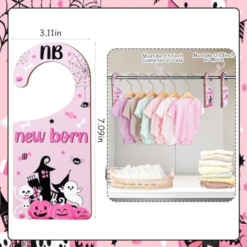 Halloween Baby Closet Dividers 8Pcs – Pink Black Wooden Double-Sided Clothes - Image 5