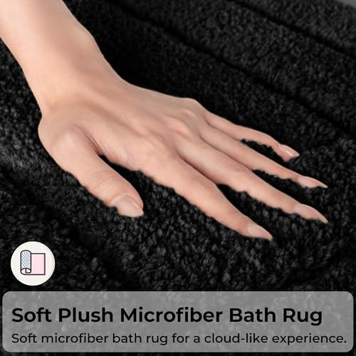 GRANNY SAYS Black Bathroom Rug 71" x 24", Non-Slip Microfiber Bath Mat - Image 3