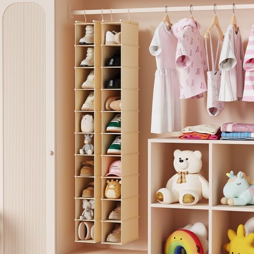 MAX Houser 2 Pack 10 Tier Slim Hanging Shoe Organizer Beige - Image 4