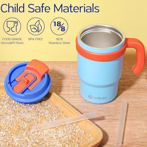 16oz Kids Insulated Tumbler w/Handle, Kids Toddler Water Bottle Sippy Cups - Image 2