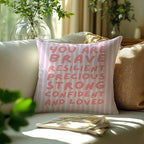 You are Affirmation Pink Striped Pillow Cover 18x18, Nursery Inspirational - Image 3