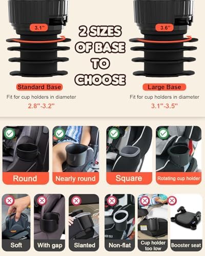 SEVEN SPARTA Car Seat Tray for Kids Fit 2.8"-3.2"Cup Holders for Snack - Image 3
