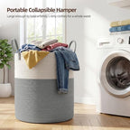 OIAHOMY 60L Nursery Hamper Laundry Basket Laundry Hamper Grey/White - Image 3