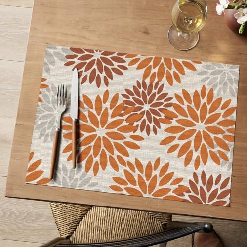 Artoid Mode Floral Vinyl Placemats Set of 6, Heat Resistant Washable Non-Slip - Image 2