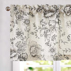 Vangao Floral Valances for Windows Alice Black W50 X 18L 1 Panel by Vangao