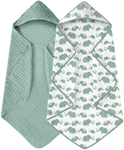 Yoofoss Hooded Baby Bath Towels 2 Pack 100% Muslin Organic Cotton by YOOFOSS