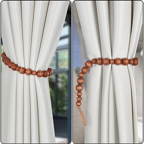 2 Pieces Curtain Tieback Wood Bead Curtain Tiebacks Curtain Holdbacks - Image 2