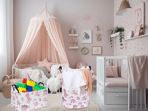 Pink Dinosaur Hamper, Kids Laundry Basket, Dinosaur Basket, Toy Organizer - Image 6