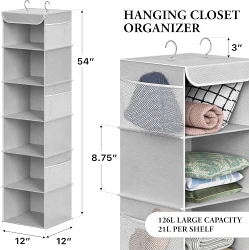 Simple Houseware 6 Shelf Hanging Closet Organizer - Image 2