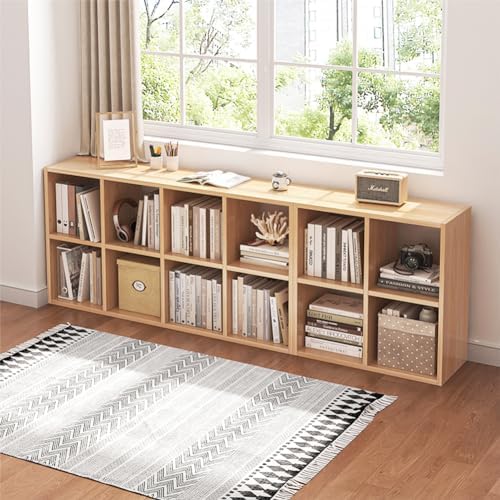 NELYE 8 Cube Organizer Bookcase Oak Open Shelf - Image 7
