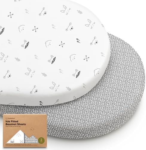 2-Pack Baby Bassinet Sheets Girl, 33x17 Bedside Sheets by KeaBabies