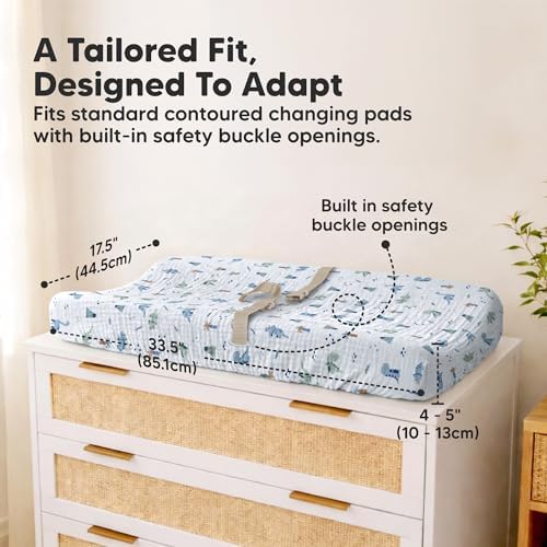 2pk Muslin Diaper Changing Pad Covers Boy, Soft Breathable - Image 4