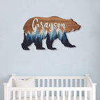 Personalized Baby name signs for nursery, for kids room Bear wooden nursery - Image 4
