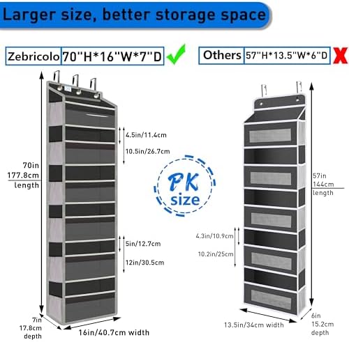 over the door organizer, Solid Bamboo Board 6-Tier Heavy Duty 75LB, 12 Side - Image 2