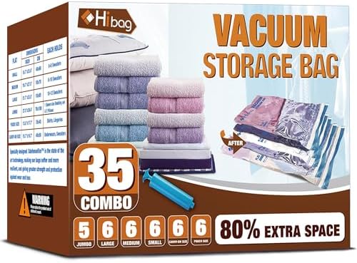 Vacuum Storage Bags, Space Saver Vacuum Seal Storage Bags 35-Pack Sealer Bags by HIBAG