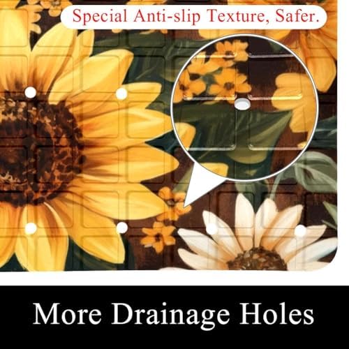 Bath Tub Shower Mat, Washable Bathtub Floor Mats, Suction Cups and Drain Holes - Image 2