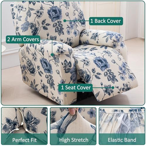 NILUOH Stretch Recliner Covers 4 Piece, Non-Slip Lazy Boy Chair Covers - Image 2