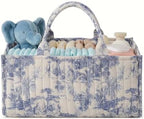 Quilted Fabric Storage Basket Floral Baby Diaper Caddy Quilted Basket Organizer by BBIQI