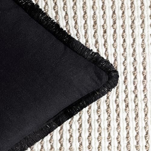 Foindtower Decorative Linen Fringe Throw Pillow Covers 24×24 Inch - Image 3