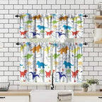 Dinosaur Kids Valance Curtains, Cartoon Colorful Dino Blackout Window Drapes - Image 4
