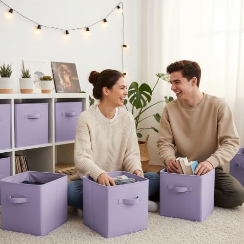 GRANNY SAYS 11 Inch Cube Storage Bins, Lavender Purple - Image 3