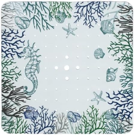 Square Shower Mat Non Slip 21x21 Inch by Denifeiya