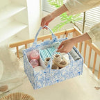 Quilted Fabric Storage Basket Floral Baby Diaper Caddy Quilted Basket Organizer - Image 3