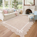 GarveeHome Scalloped Bow Rug 9x12 Washable Camel Rug by GarveeHome