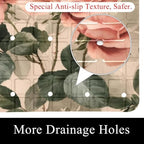 Bathtub Mat Non Slip 26.8x15.1 Inch, Rose Vintage Shower Mat - Image 2