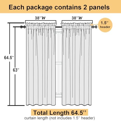 Lecloud Leia Sage Green Sheer Curtains 63 Inch Length 2 Panels, Light Filtering - Image 4