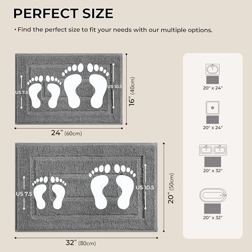 GRANNY SAYS Grey Bathroom Rugs Set 2 Piece, Non Slip Microfiber Bath Mats - Image 2