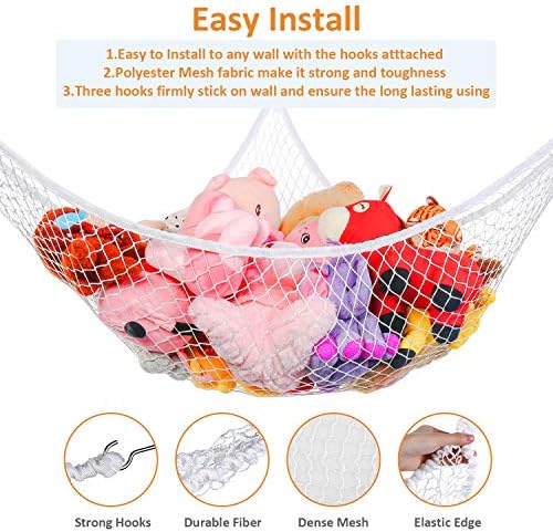 Toy Hammock for Stuffed Animals, Stuffed Animal Hammock Net Jumbo Plush Toy - Image 2