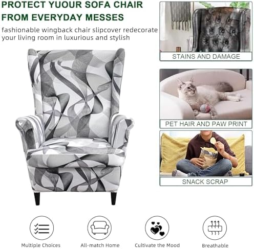 CRFATOP Wingback Chair Covers Wing Armchair Slipcovers - Image 5