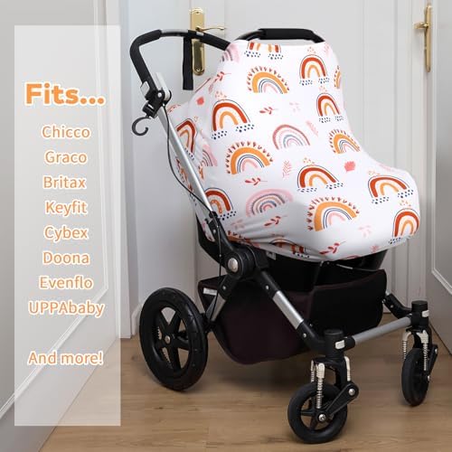 Rquite 4-in-1 Baby Car Seat Canopy, Stretchy Nursing Breastfeeding Cover - Image 2